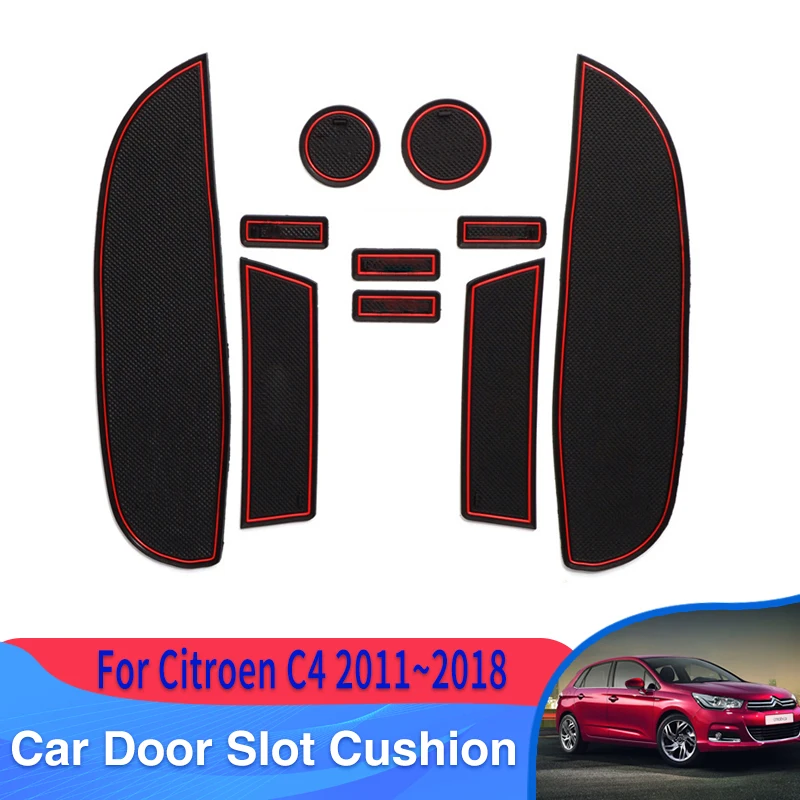 

Car Door Groove Non-Slip Mat For Citroen C4 MK2 C4L 2011~2018 2016 Dirt-proof Pads Anti-dirty Mats Slot Hole Pad Car Accessories