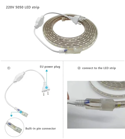 Светодиодная лента LeiiGeeGo SMD5050 220V  теплый/холодный белый, красный, синий, зеленый