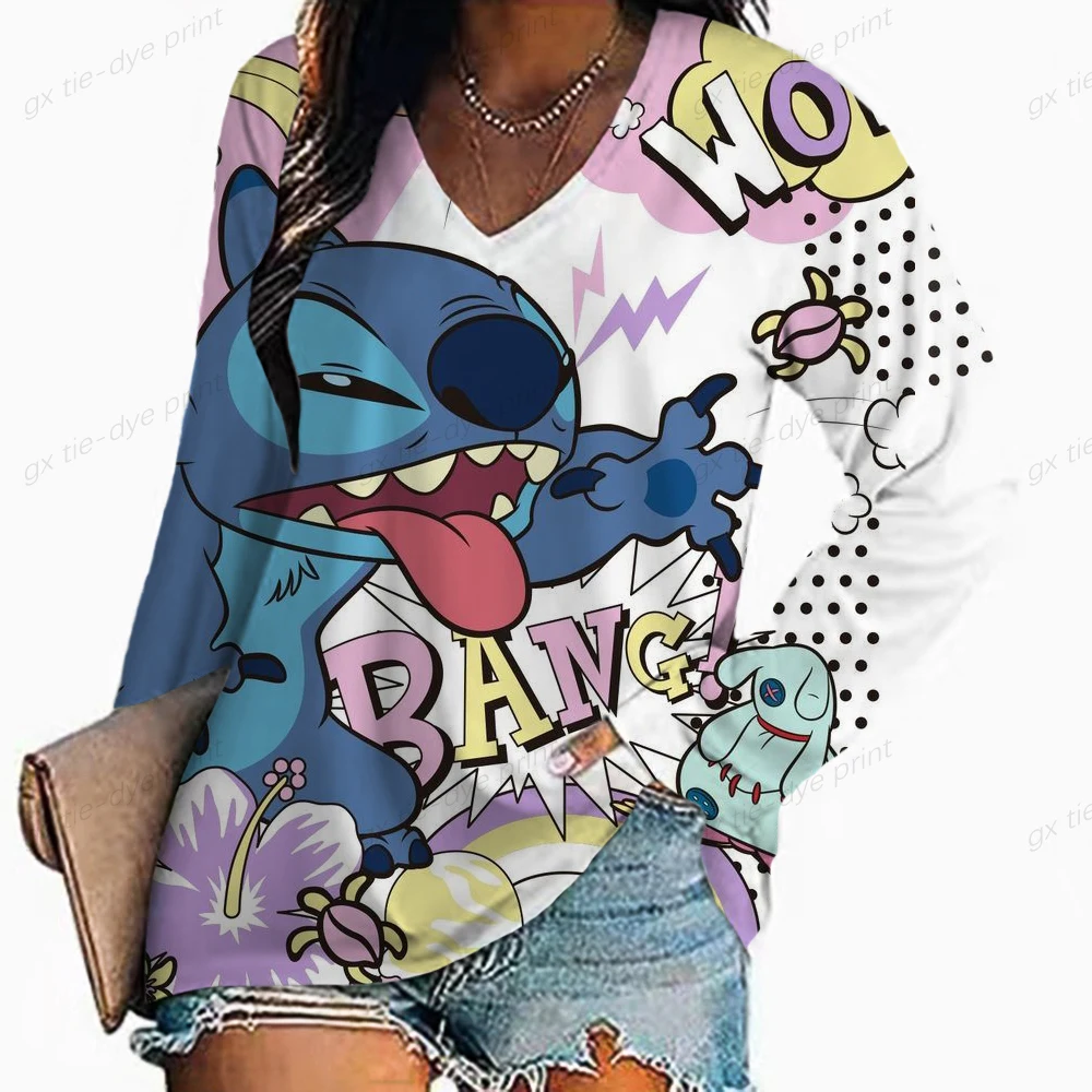 

Женская футболка с длинным рукавом и V-образным вырезом