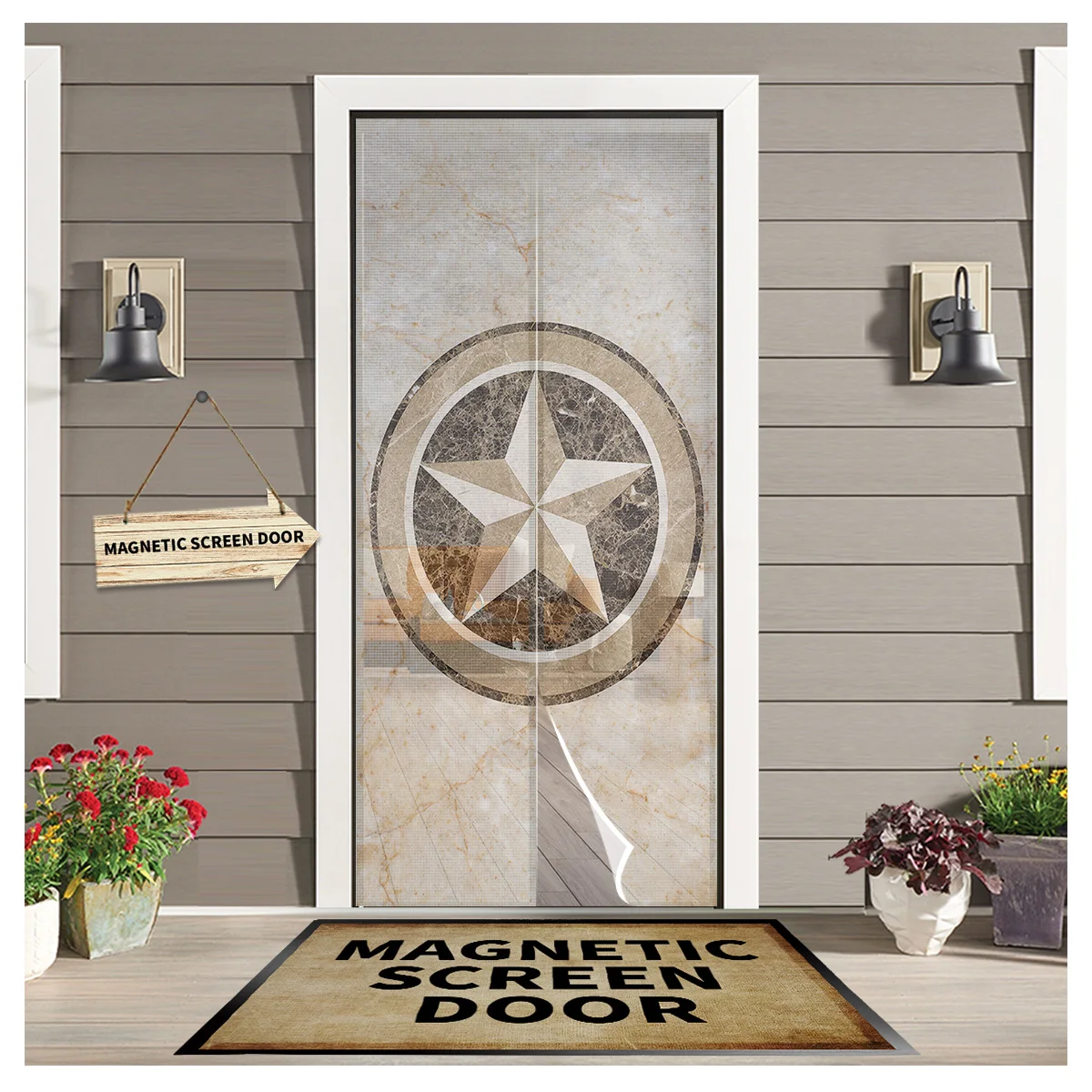 

Мраморная пятиконечная дверная занавеска для кухни без инструментов с магнитным экраном защита от насекомых дверная занавеска сетчатая по...