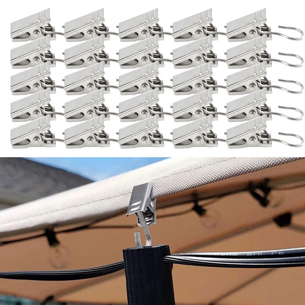 

20/50/100 Pcs Curtain Rod Clips Shower Drapery Clamp Electroplating Sliver Connecting Supplies For Home Decoration Accessories
