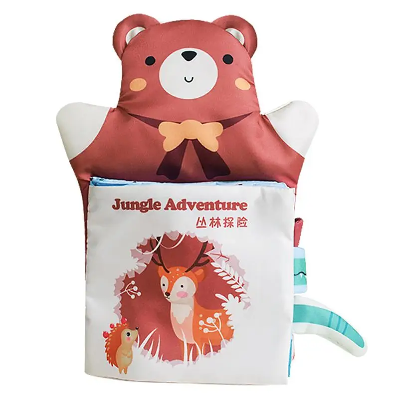 

Тканевая книга с животным хвостом, книжка-марионетка для детей, мягкие на ощупь и на ощупь гофрированные книжки, тканевая книга с животными-марионетками, приятная на ощупь