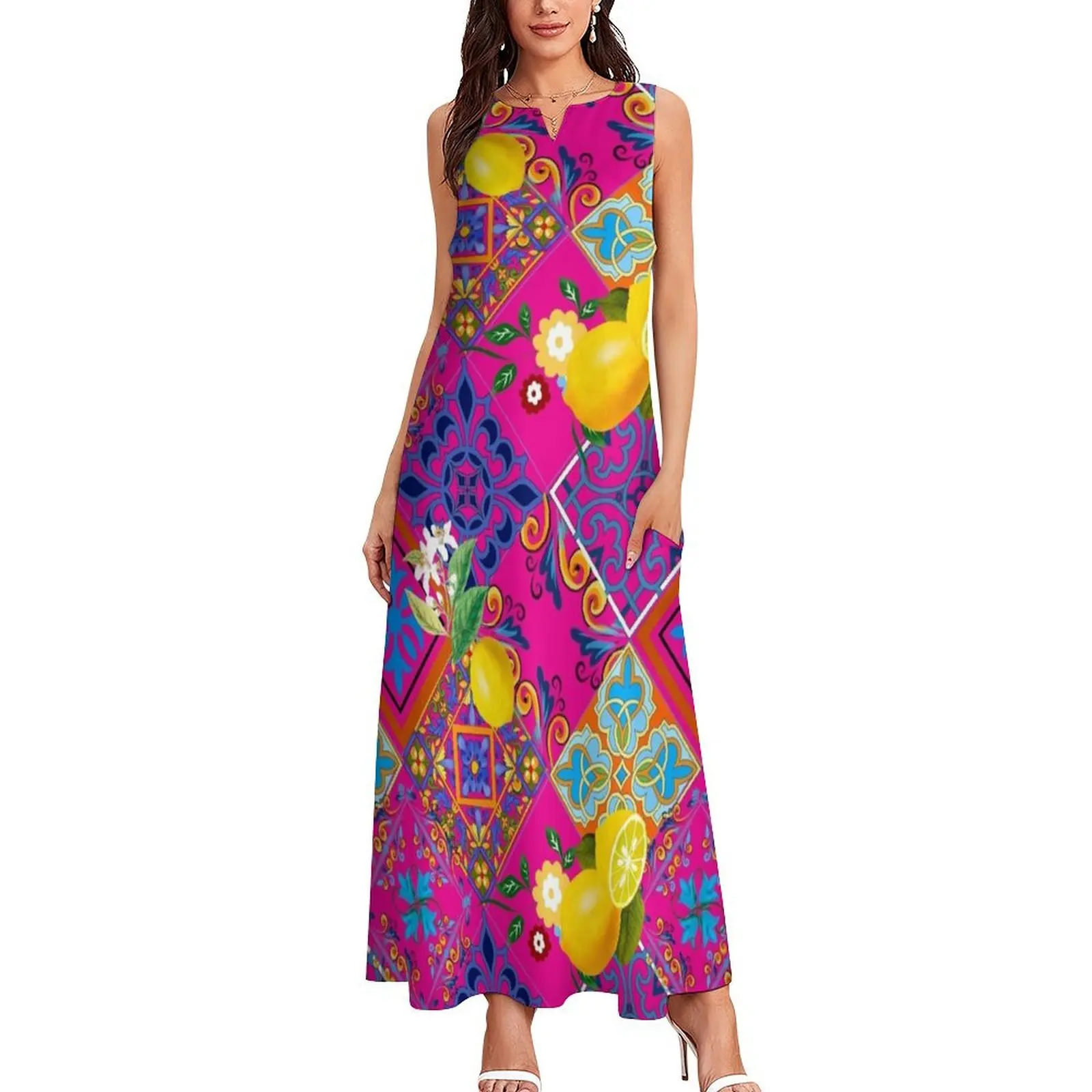 Плитка мозаика азуледжо ковдра Португальская majolica лимоны цитрусовые. Длинное