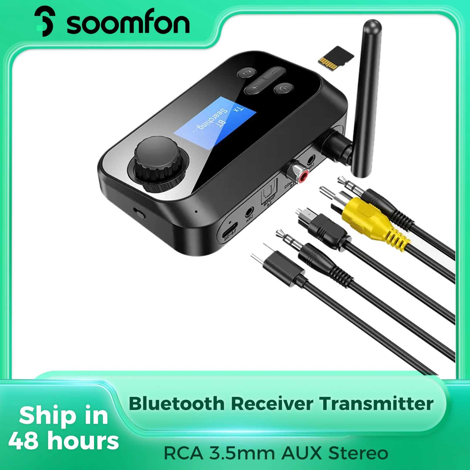 

Приемник-передатчик SOOMFON 2 в 1 с поддержкой Bluetooth 5,0 и штекером RCA 3,5 мм