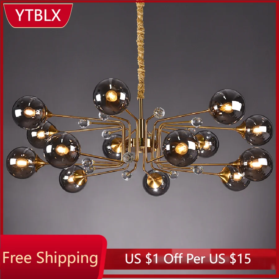 

Nordic Living room Chandelier crystal ball simple Restaurant creative Modern Bedroom Glass magic bean decoration chandelier