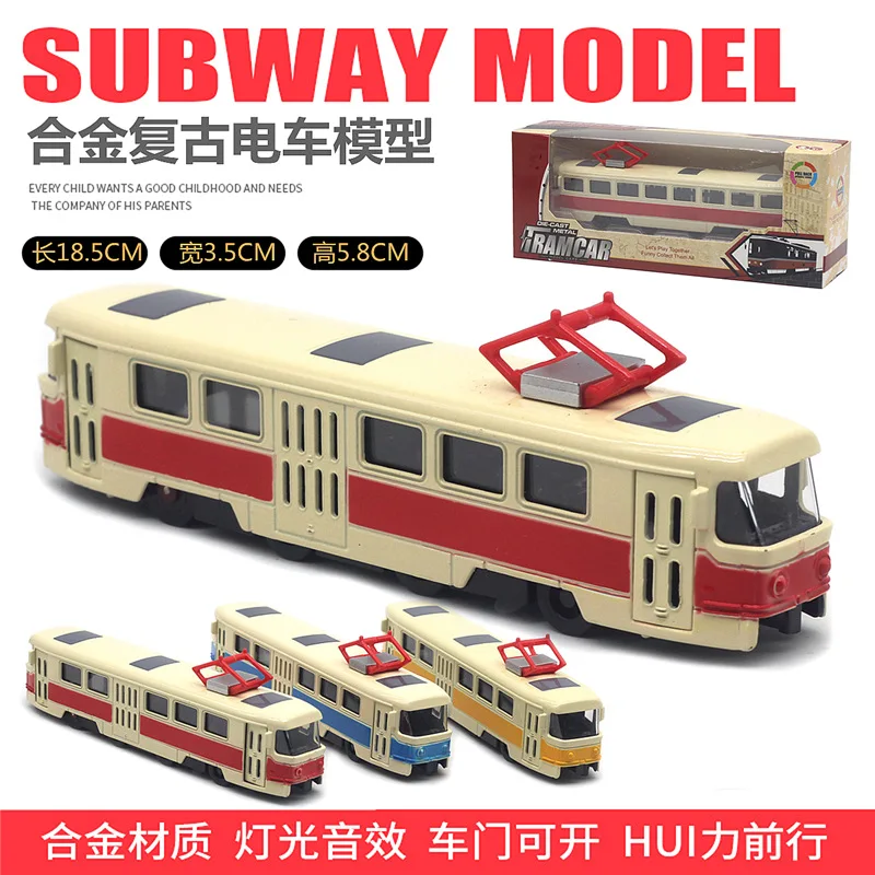 1:90 модель трамма в стиле ретро из сплава освещение музыка автобус автомобиля