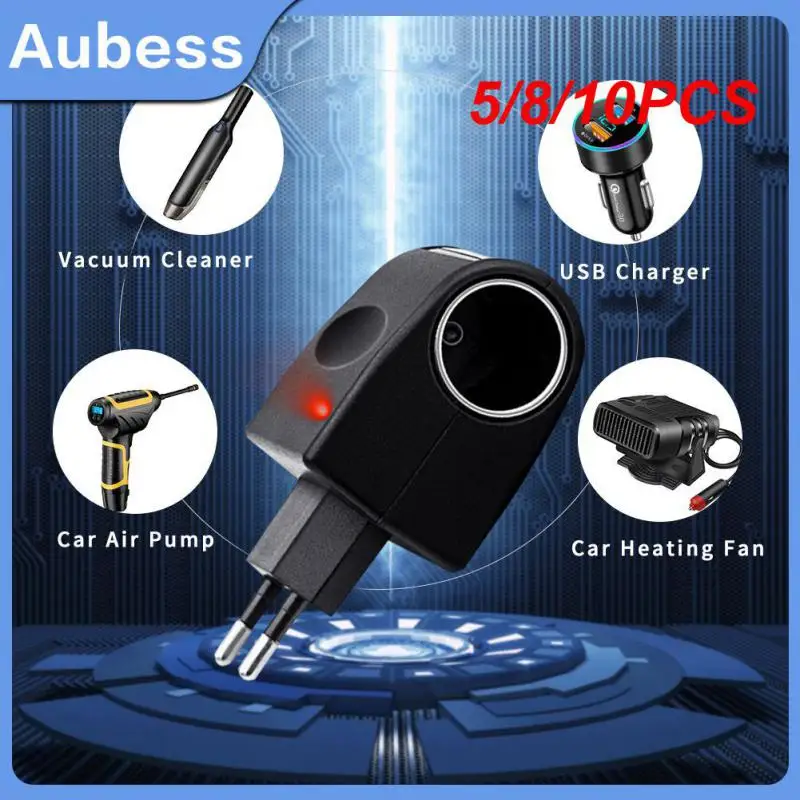 

5/8/10PCS Cigarette Lighter Conversion Plug Multifunctional 220v To 12v Cigarette Lighter Adapter Portable Universal