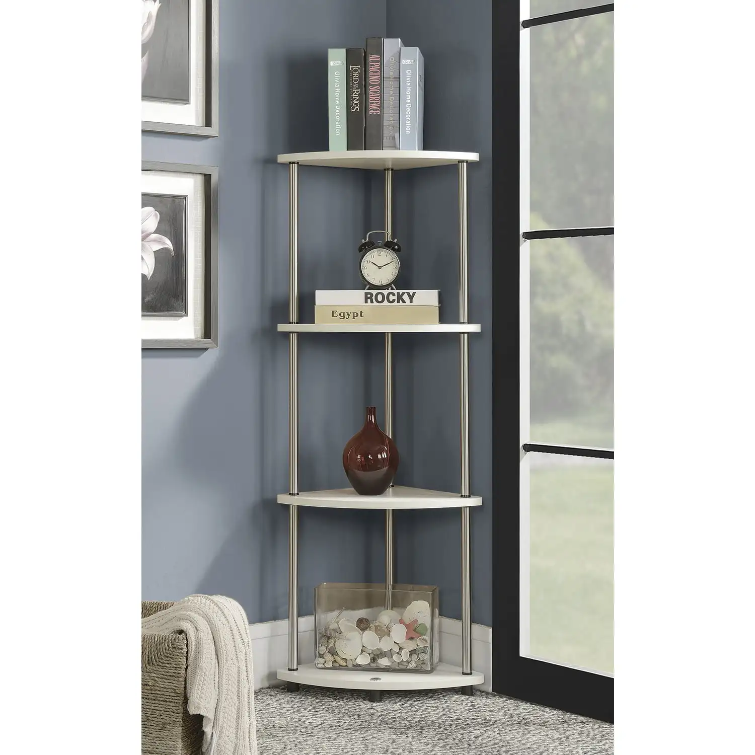 

Designs2Go 4 Tier Corner Shelf, White