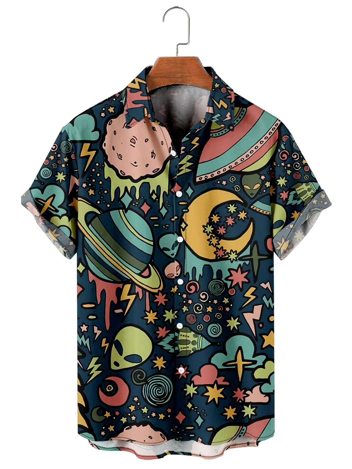2022 Men's Shirts Short Sleeve Lapel Stars 3D Printed Harajuku Cartoon Shirts Hawaiian Men's Shirts