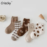 criscky 2022 autumn cotton cute striped lattice cartoon kids socks baby girl socks fashion infant socks baby clothes accessories