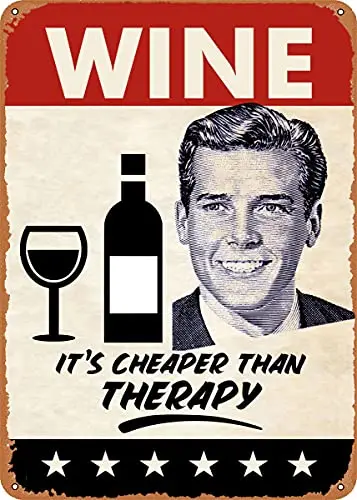 

Wine Therapy Man Vintage Look Metal Sign Patent Art Prints Retro Gift 8x12 Inch