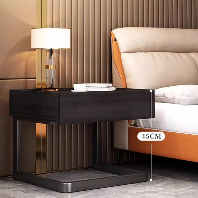 Черный ночной столик со скрытым хранилищем винтажный роскошный для спальни