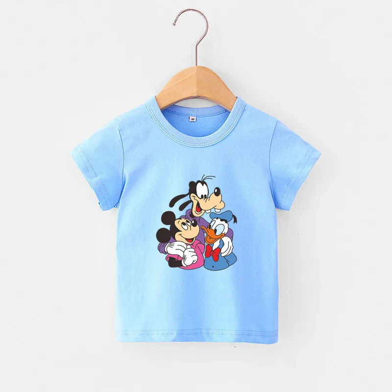 Summer Baby Boy Clothes Mickey Mouse Goofy Duck Friend Short Sleeve T Shirts 2-8 Year Children Tops Casual Clothing Kids Costume |