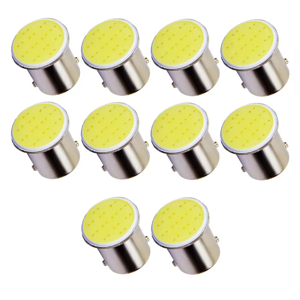 

10Pcs Car P21W 1156 Ba15s LED COB Turn Signal Bulb Super Bright Auto Reverse Parking Brake Light 12V Wedge Signal Side Lamp