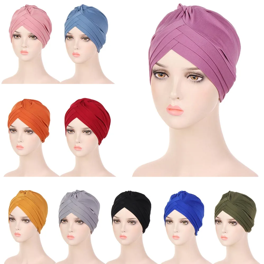 

Muslim Women Hijab Chemo Caps Underscarf Bonnet Turbante Strech Cancer India Hair Loss Hats Islamic Arab Headwear Scarf Beanies