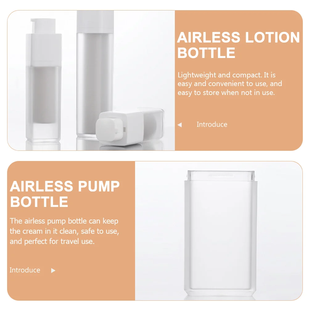 

3 Pcs Multipurpose Lotion Container Airless Bottle Pump Refillable Dispenser As Travel Containers For Creams Empty