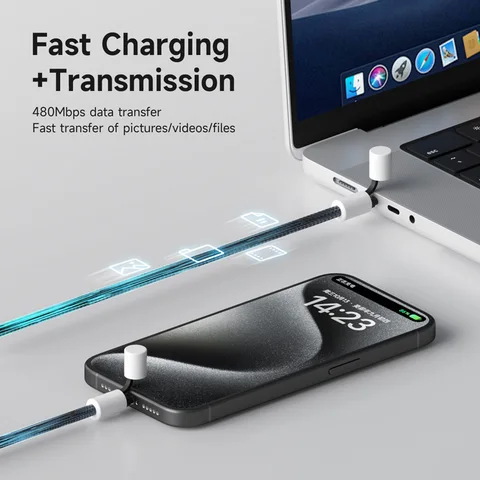 Кабель Hagibis USB C — USB C с защитной крышкой, кабель типа C емкостью 240 Вт PD 3,1, кабель для быстрой зарядки для iPhone 16 17 Macbook Pro iPad