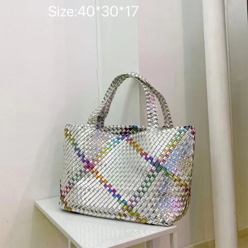 

Women’s Large Tote 2023 Trends Luxury Designer Handbags Woven Colorblock Shoulder Bags Fashion Composite Bags Shopping Bags New