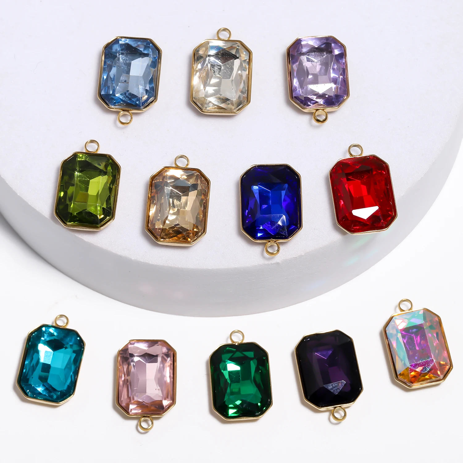 18x11 мм из нержавеющей стали прозрачные прямоугольные хрустальные подвески