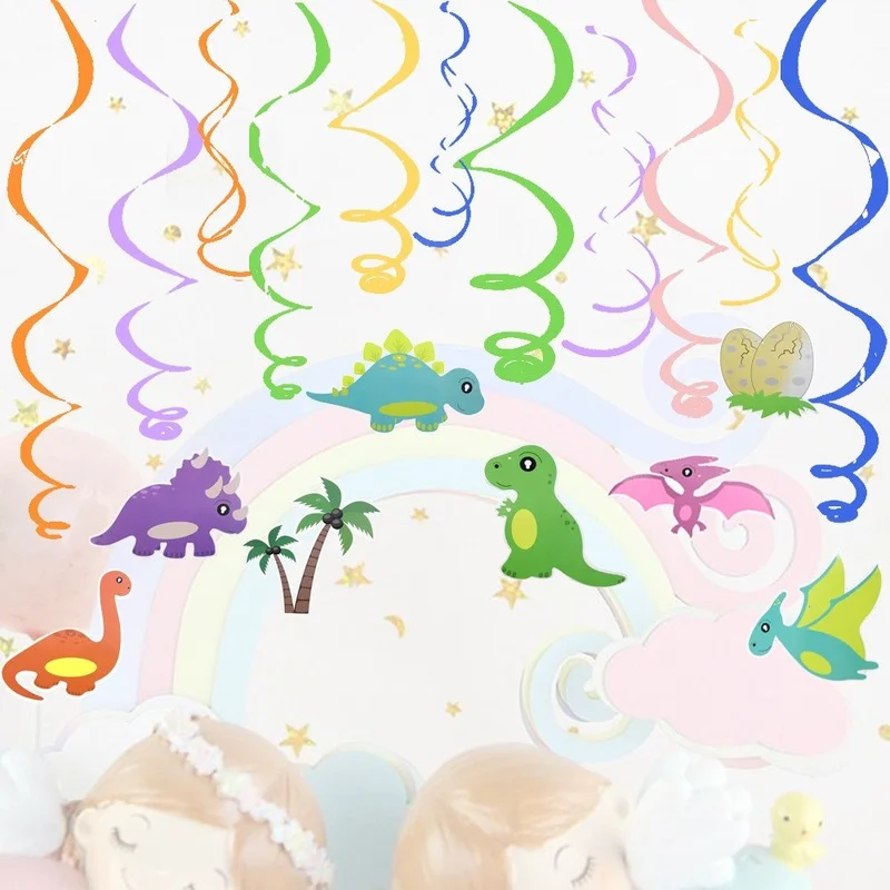 

Dinosaur Party Decorations PVC Cartoon Dino Ceiling Hanging Baby Birthday Decoration Anniversaire Home Party Decor Supplies Set