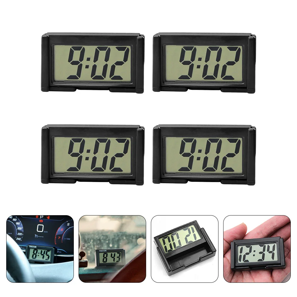 

4 Pcs Car Clocks Dashboard Digital Clocks Vehicle Mini Clocks Plastic Clocks