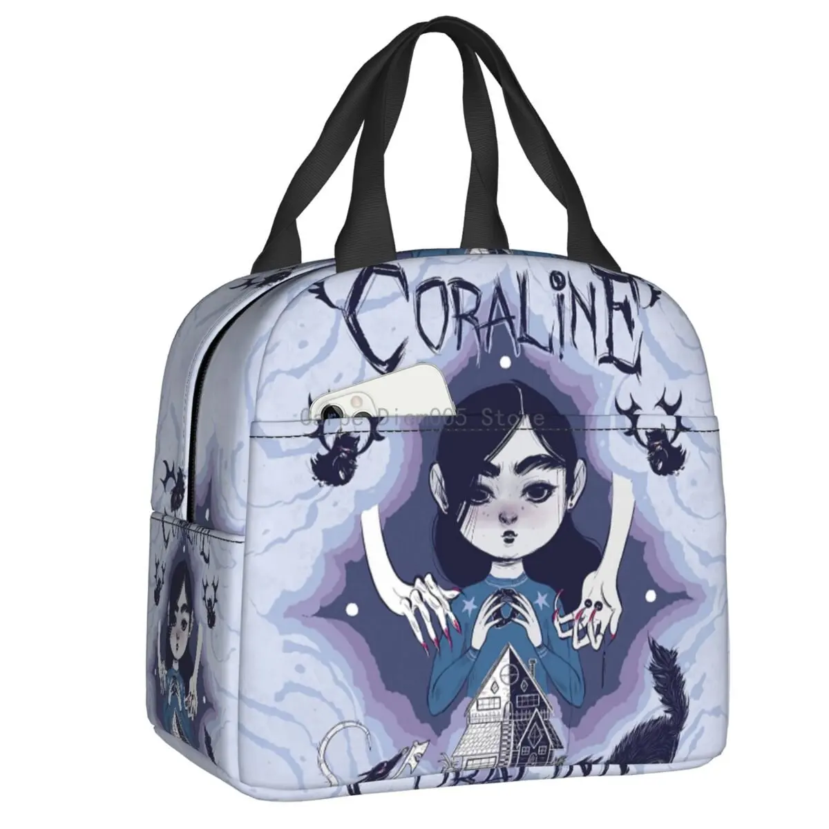 

Хэллоуин Coraline, Ужасный фильм, многоразовый Ланч-бокс, женский водонепроницаемый термоохладитель, изолированный Ланч-бокс с едой для детей и школьников