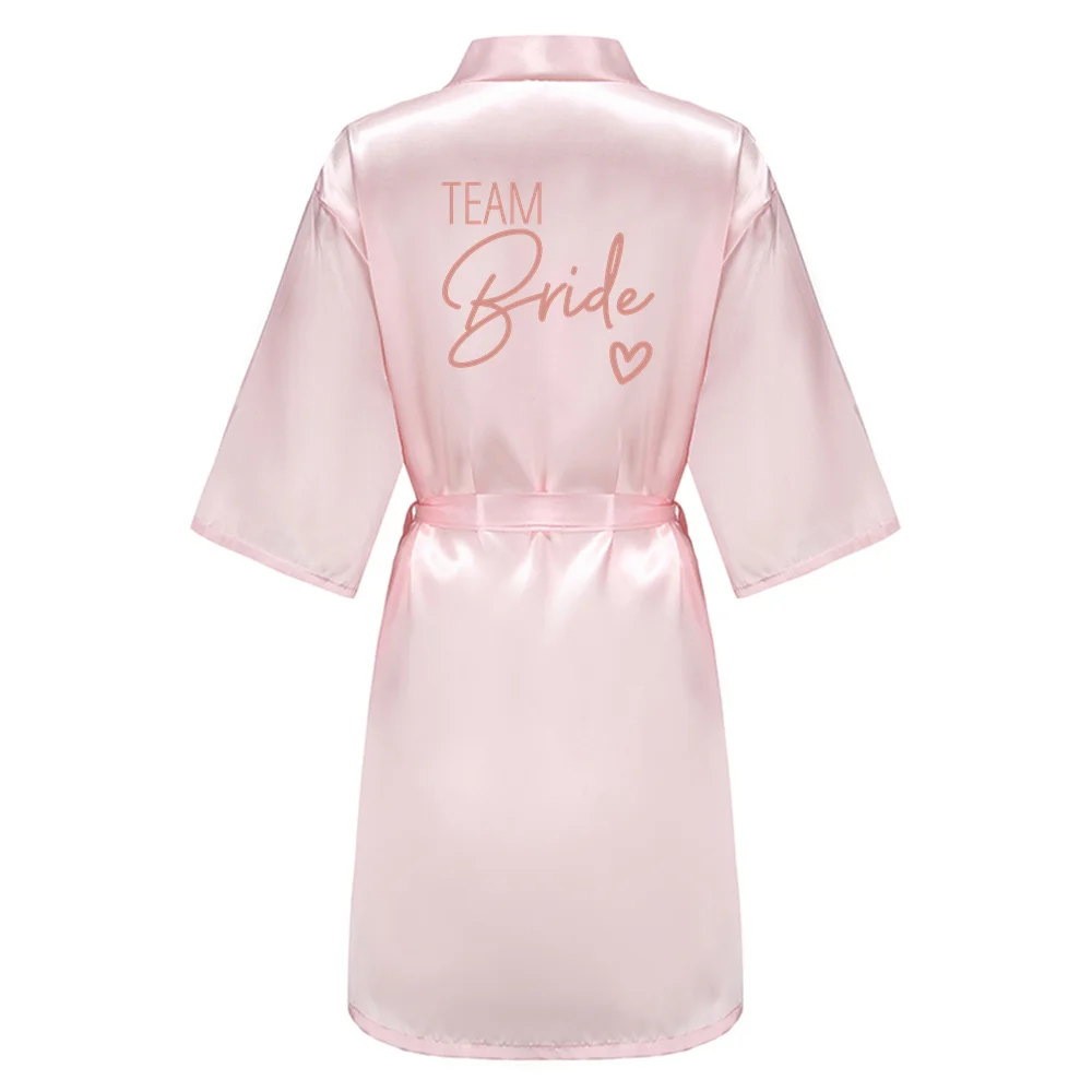 Team Bride Women Wedding Satin Dressing Gown Personalized Custom Name Bathobe Bridal Party Robes Bridesmaid Robes gift