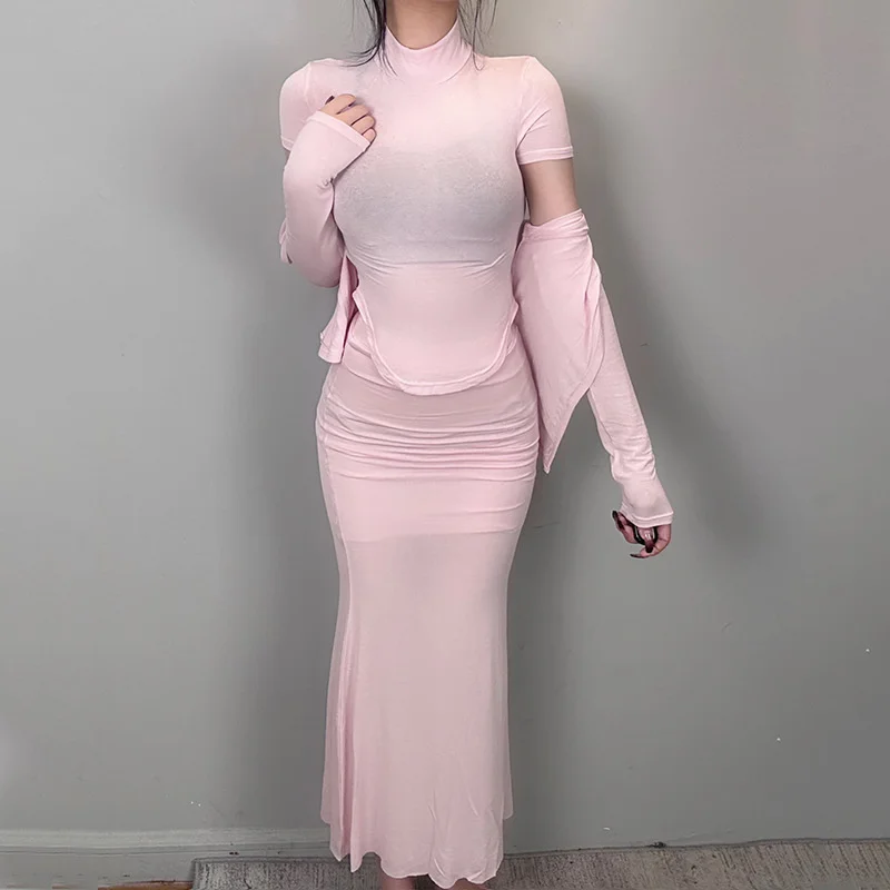 Женский облегающий костюм-тройка привлекательная футболка с круглым вырезом и