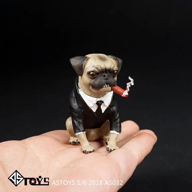 

ASTOYS 1/6 2018 AS032 pug Wear a suit Cigar dog Scene props men in black