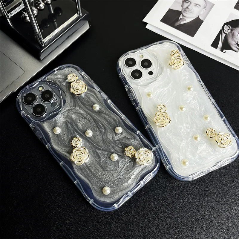 Роскошный мягкий чехол с полным покрытием Цветочная бабочка жидкий блеск для iPhone