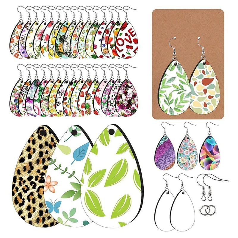 

H9ED Diversified Design 250 Pcs Double-sided DIY Sublimation Blank Earrings Making