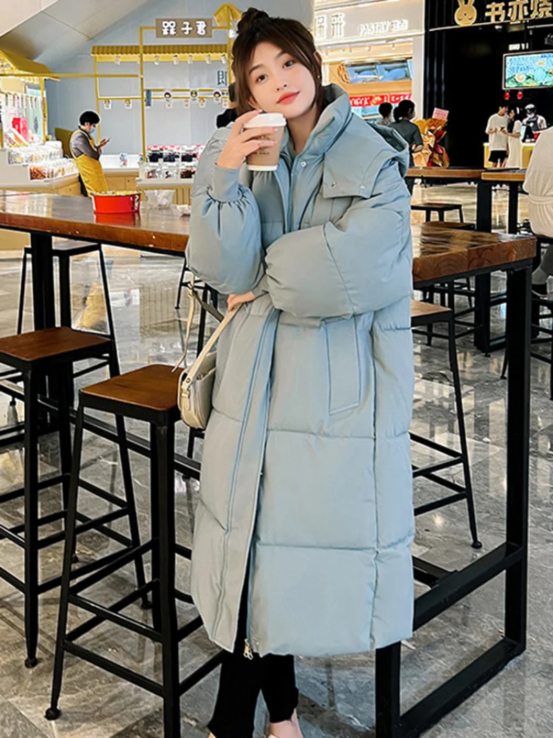 Winter Women Hooded Parkas X-long Jackets Casual Thick Warm Windproof Coat Female Outwear -30 degrees Long Streetwear Size 3XL