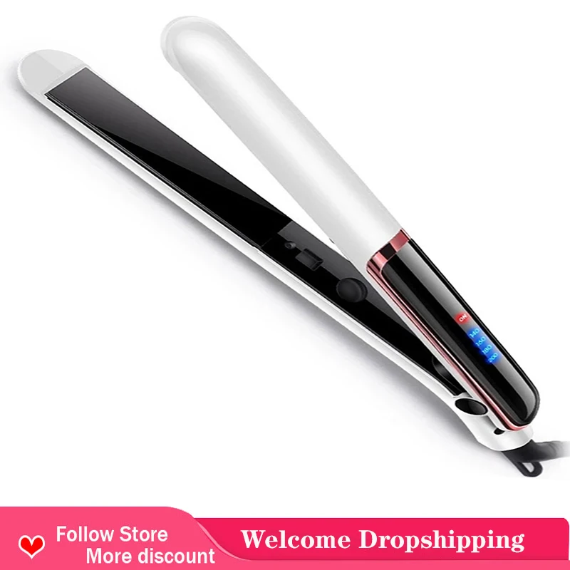 

2 In 1 Hair Straightener Curler Flat Iron LCD Display Ceramic Coated Adjustable Temperature Styling Straightening Irons