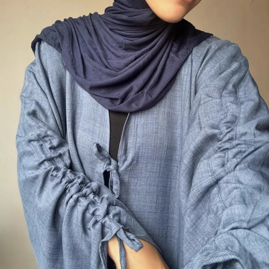 Марокканское Ид Рамадан Мубарак Открытое Абая Мусульманское Платье Макси Дубай