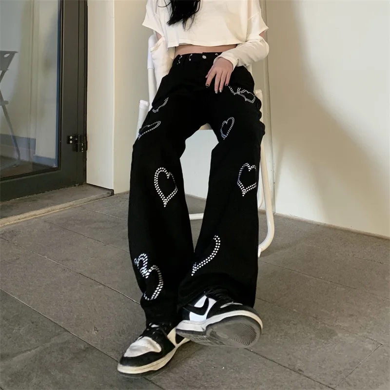 

Джинсы женские универсальные с высокой талией, модные повседневные брюки в винтажном стиле, в Корейском стиле, в американском стиле, на весну