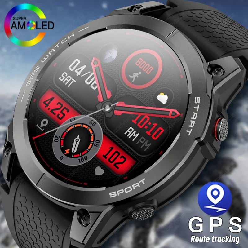 

2023 GPS Smart Watch Men 1.43" AMOLED Display Health Monitor Voice Calling Sport Watches IP68 Waterproof Smartwatch For Swimming