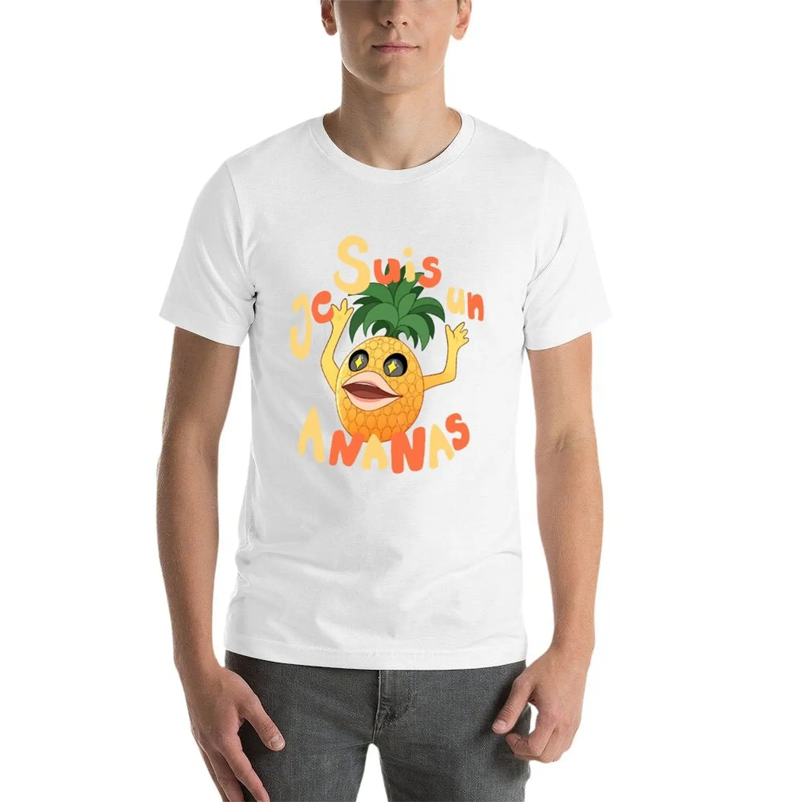 Фото Футболка Je Suis Un Ananas, забавные футболки, мужская футболка, футболка из плотного хлопка №4