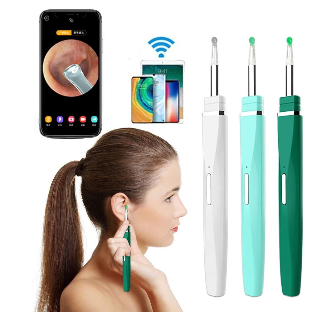 

WiFi Wireless Ear Cleaning Tool Smart Visual Ear Sticks Ear Wax Removal Tool Wireless Recharge Otoscope with Camera LED Light HD
