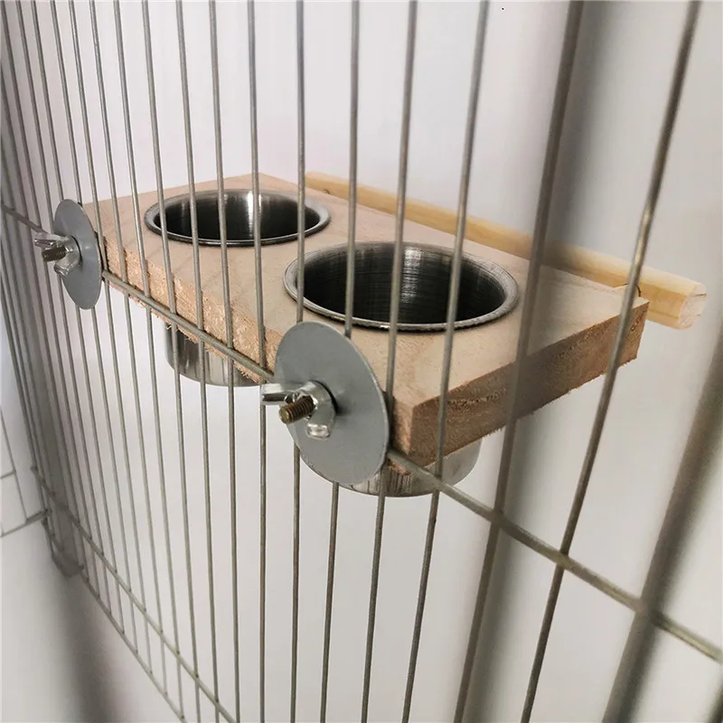 

Bird Feeding Cups For Cage Hanging Parrot Feeder Food Water Bowl With Perch For c.ckatiels Easy To Install