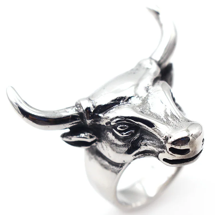 

Bxzyrt Titanium Steel Animal Men Ring Vintage Style Punk Rings Cattle Head Stainless Steel Rings For Man Gift Dropshippins