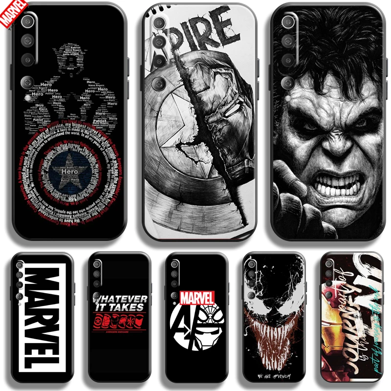 

New Marvel Avengers Logo Phone Case For Xiaomi Mi 10 10T Pro 5G Back Black Ultra-Thin Bumper Carcasa Soft TPU Funda