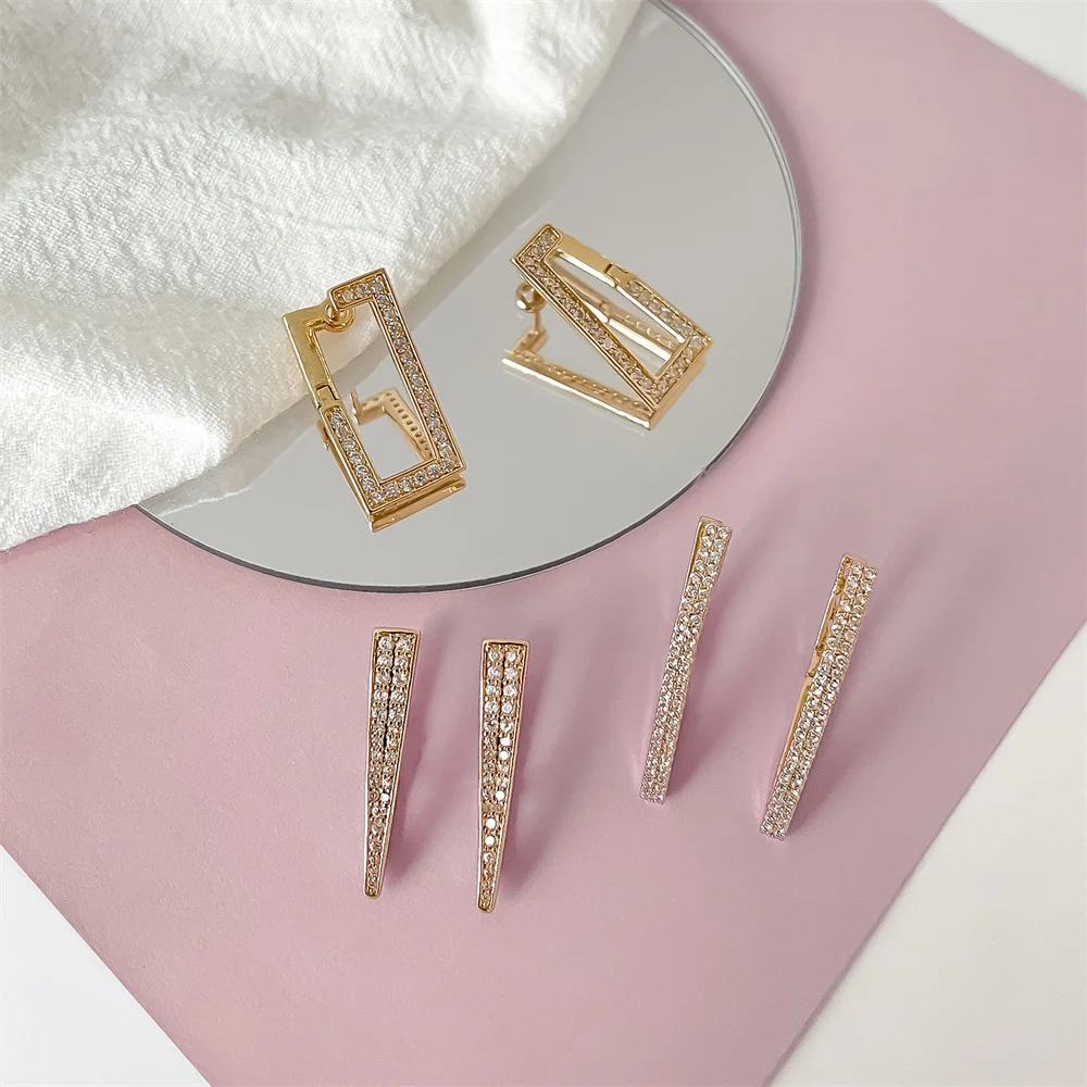 

Dckazz 3Pairs/Set Classic Beautiful Line Earring Luxurious Fashion Inlaid Natural Zircon Drop Earring for Woman Party Jewelry