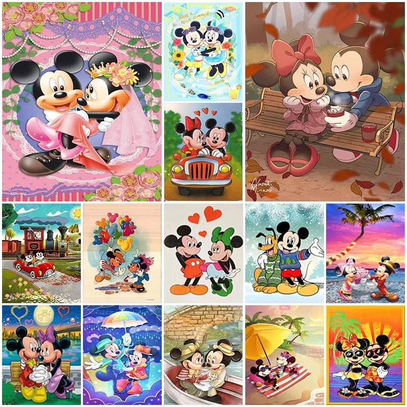 

Алмазная 5D картина Disney, Набор для вышивки крестиком Микки и Минни, мозаика для спальни, украшение для дома и детей