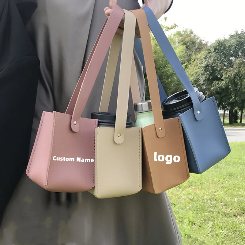

Leather Cup Cover Large Coffee Cup Carrying Cup Storage Bag PU Leather Cup Holder Portable Leather Cover Custom LOGO Trademark