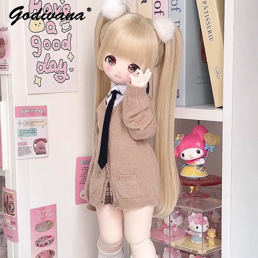 Фото Куртка для куклы BJD 1/4, универсальный комплект школьной формы в стиле преппи JK, мягкий вязаный кардиган с длинными рукавами, многоцветный, для кукол BJD 1/4. №3