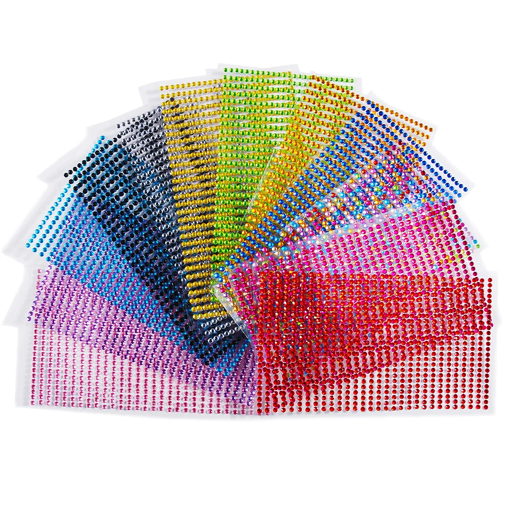 

4mm 437pcs Mixed Color Glitter Rhinestone Stickers for Beauty Car Air Vent DIY Stickers Ladies Party Decor Face Stickers