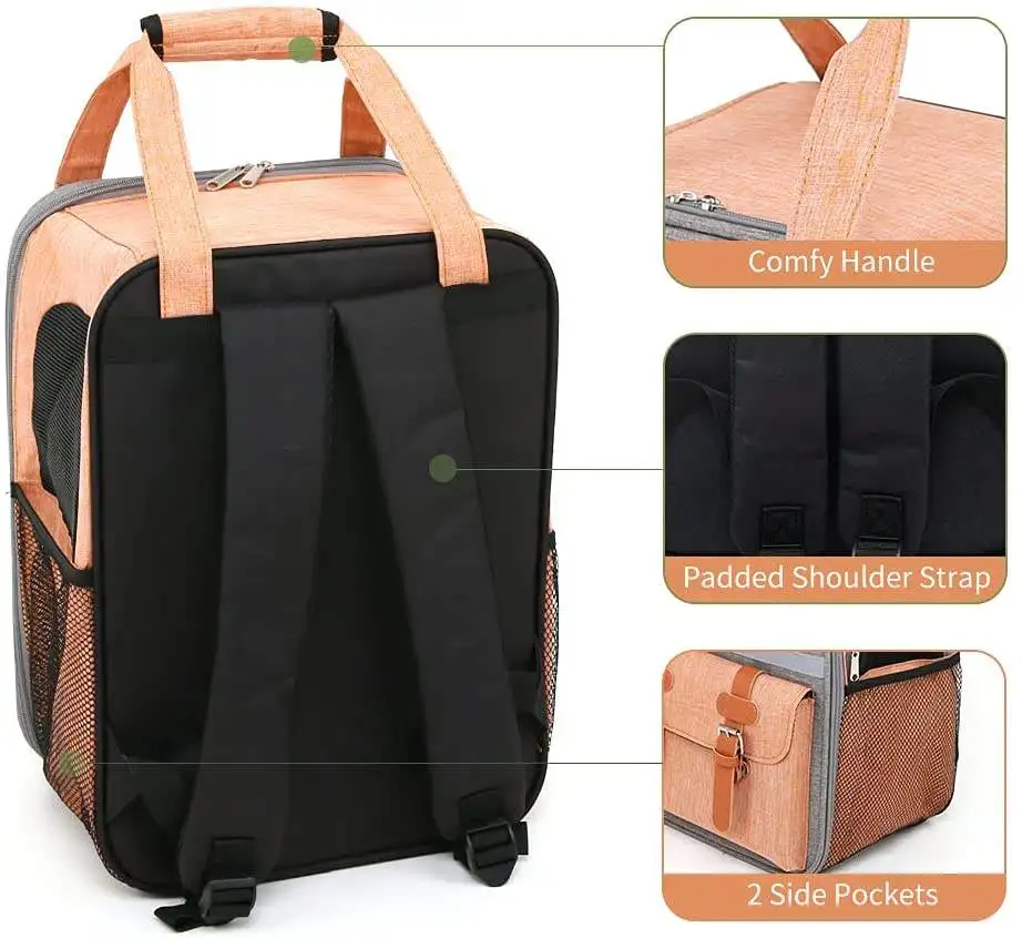 Small Foldable Cat Dog Travel Bag Carriers Backpack with Three-Sided Breathable Mesh And Removable Mat Pet Carrier |