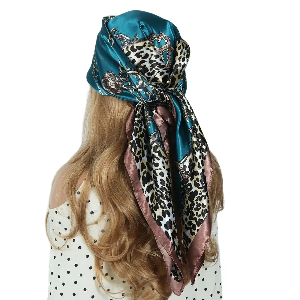 Silk Scarf Scarftop Headwraps For Women Vintage Four Seasons Hair Scarve 90*90cm Hijab Foulard Iuxe Bandana Femme Headscarf