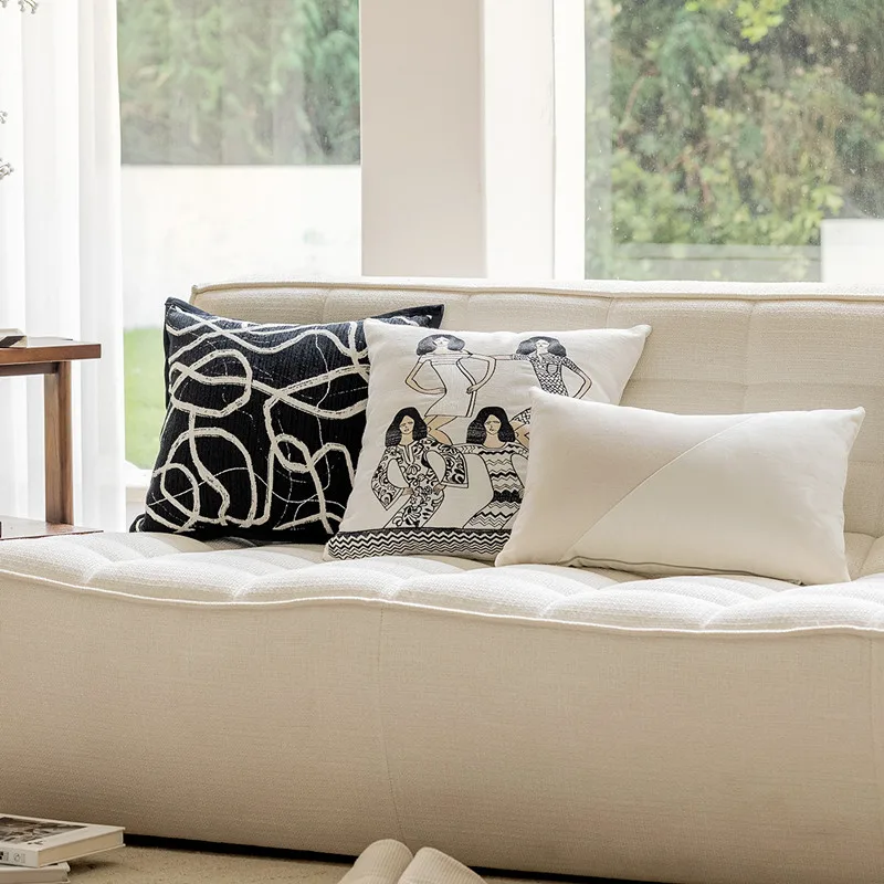 

Cuteinto Nordic 45x45cm Cotton Linen Embroidery Pillow Cover Soft Circle Splicing Cushions Room Decorative Pillowcase For Sofa