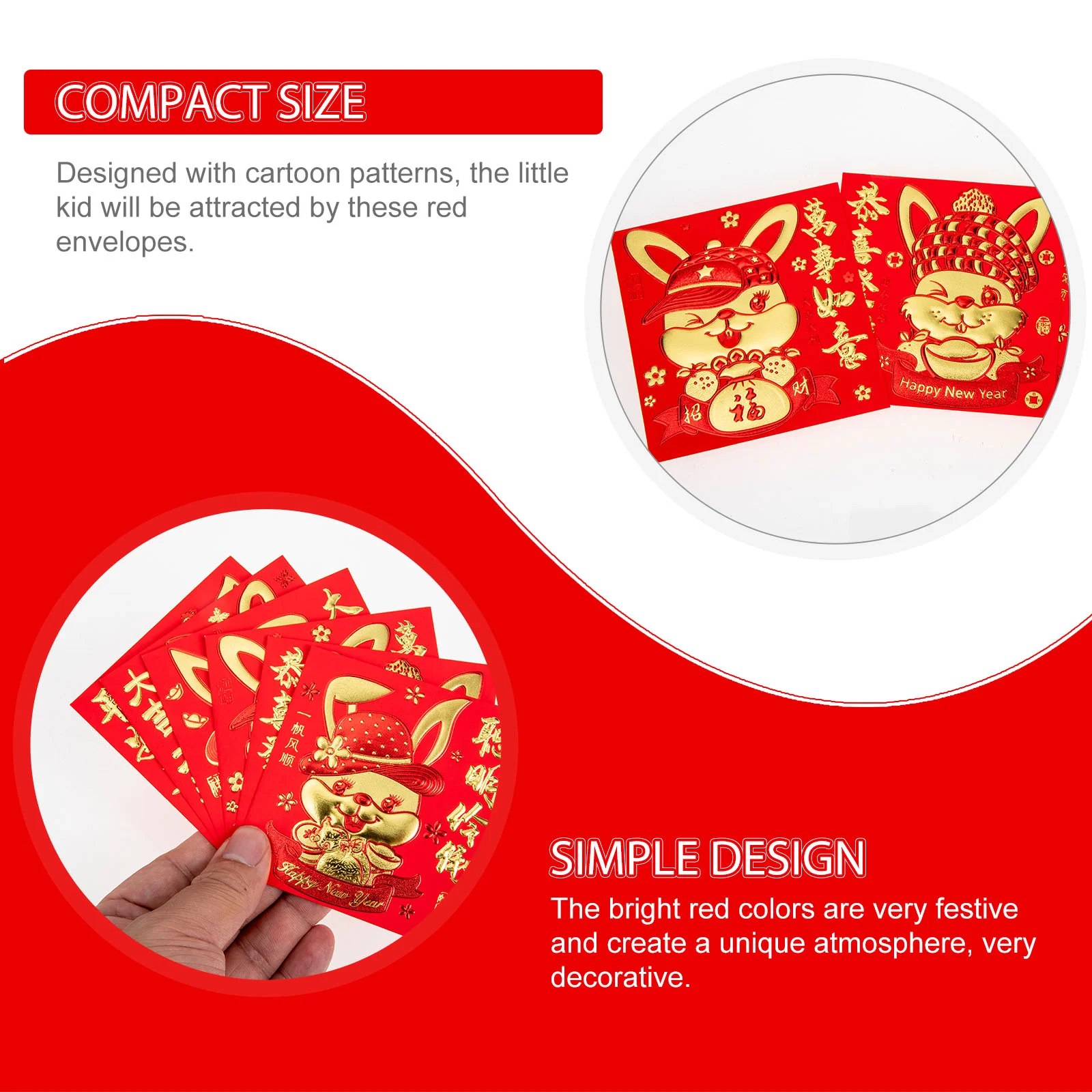 

Red Envelopes Money Year New Chinese Packet Envelope Packets Festival Zodiac Rabbitspring Lucky Hong Bao Lunar Pocket Paper Cash